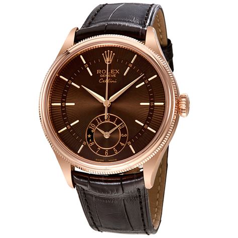 rolex brown leather watch|Rolex leather watch for men.